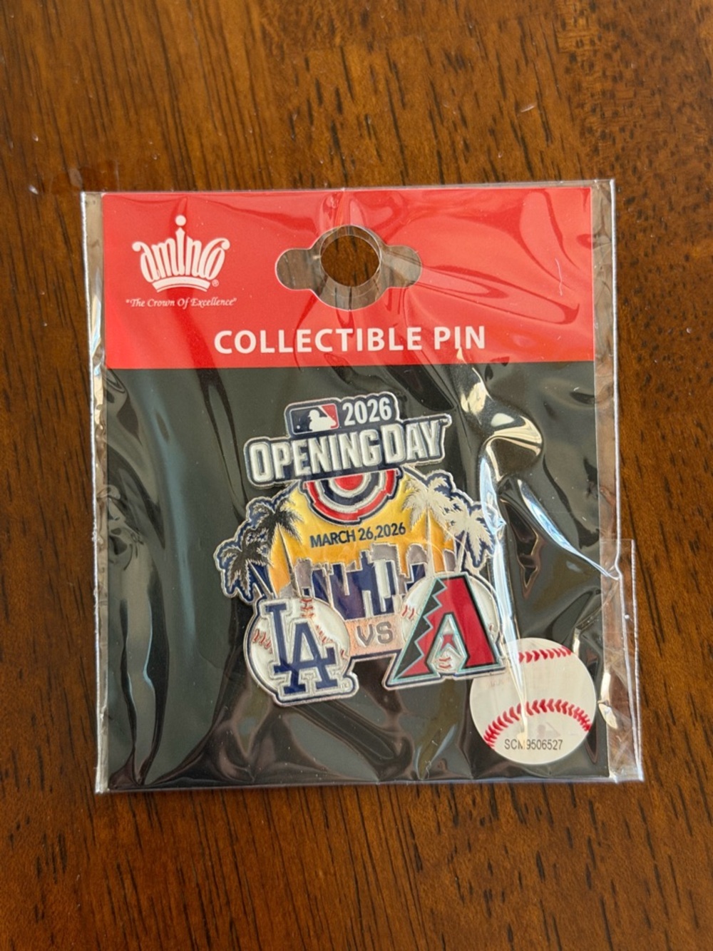 Aminco Red, Black and White 2026 Opening Day LA vs AZ Collectible Pin